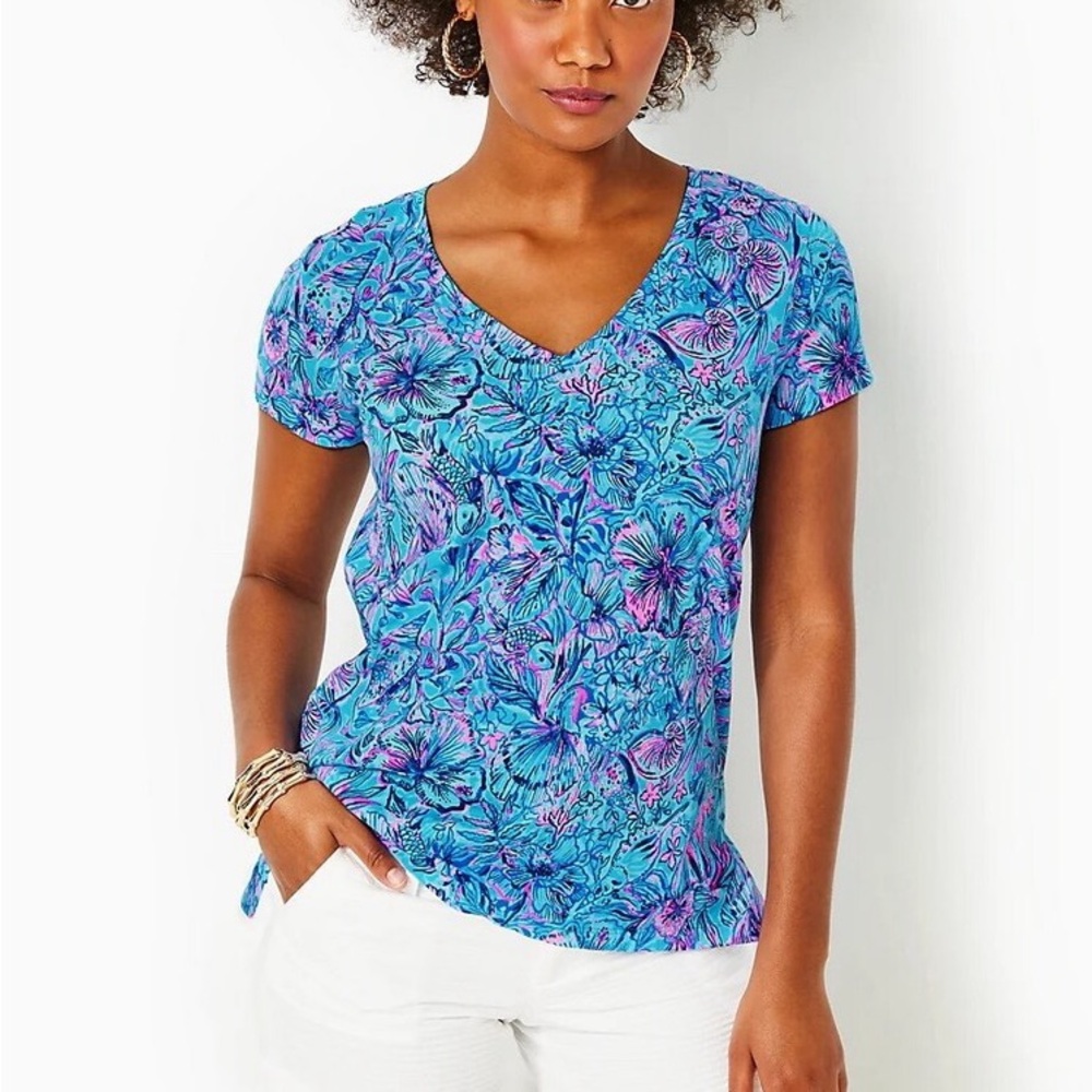 Floral Blue and Purple Women's Top